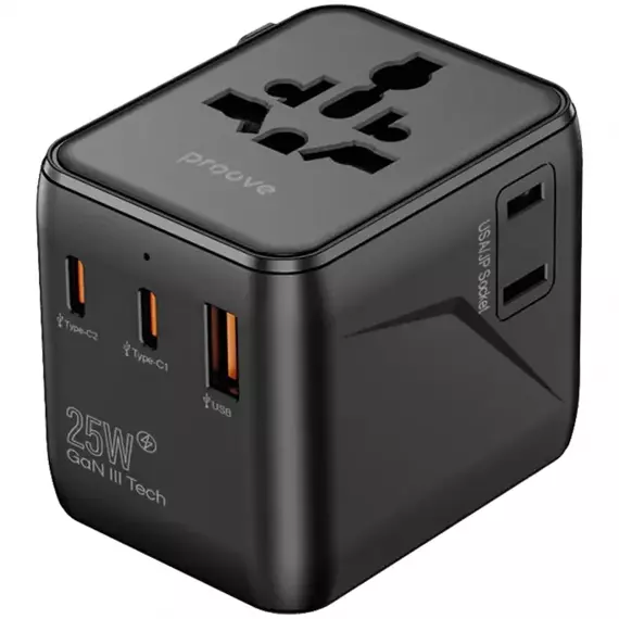 Travel Adapter Proove Trip, 25W, Black