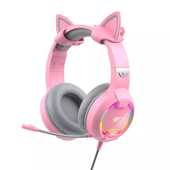 Căști gaming Havit H2233d, Cu fir, Roz