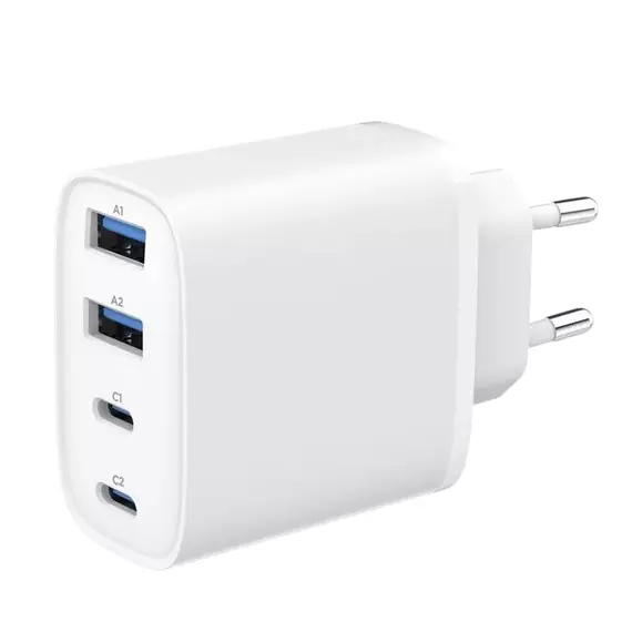 4-port 40 W GaN 2xUSB-C/2xUSB-A fast charger, White, Gembird TA-UC-2A2C-PD40-01-W