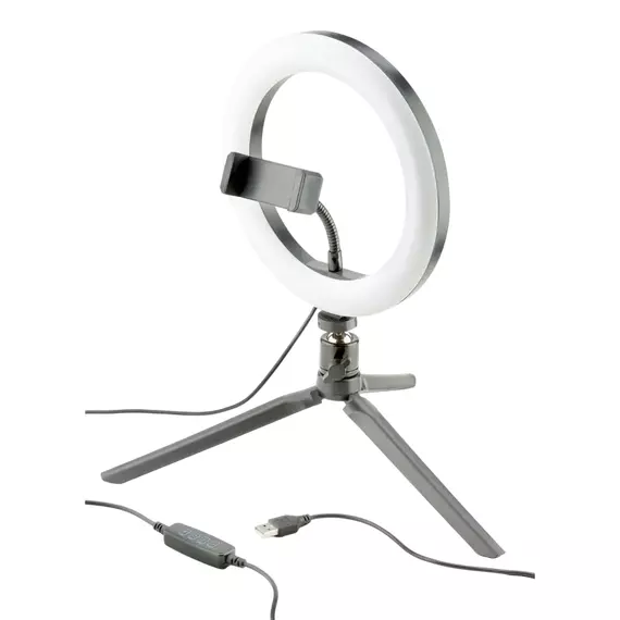 Lampă circulară Cellularline Selfie Ring, Negru