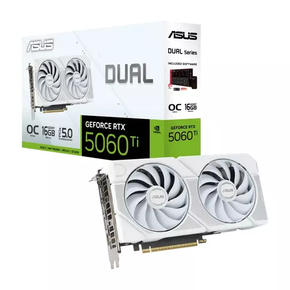 Placă Video ASUS DUAL-RTX5060TI-O16G-WHITE, 16GB GDDR7 128bit