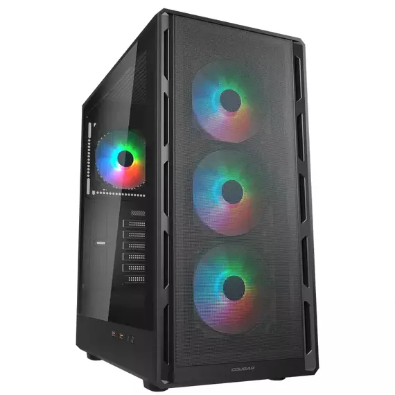 Carcasă PC Cougar Airface Pure RGB, Midi-Tower, Fără PSU, Negru