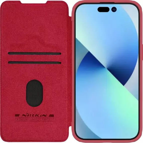Husă tip carte Nillkin iPhone 15 Plus - Qin Pro, Roșu