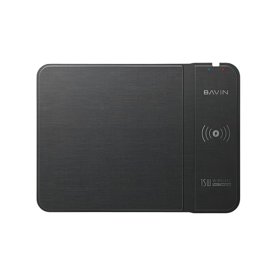 BAVIN Office Essential Mouse Pad with 15W Wireless Charger, Smart Safety Chip, Black