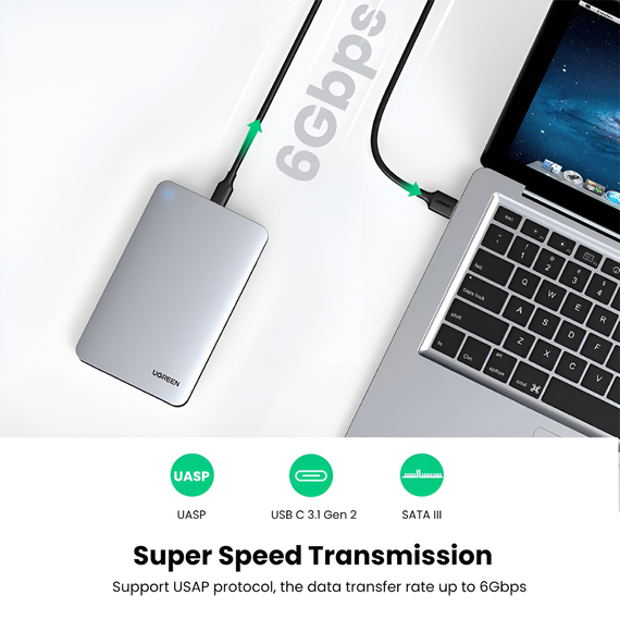 UGREEN CM300 2.5" SATA HDD / SSD Enclosure 6Gbps USB 3.0, 2 image