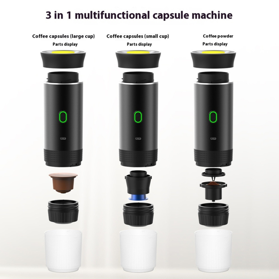 Smart Portable Electric Espresso Machine Capsule Compatible One-Button Operation, Black, 3 image