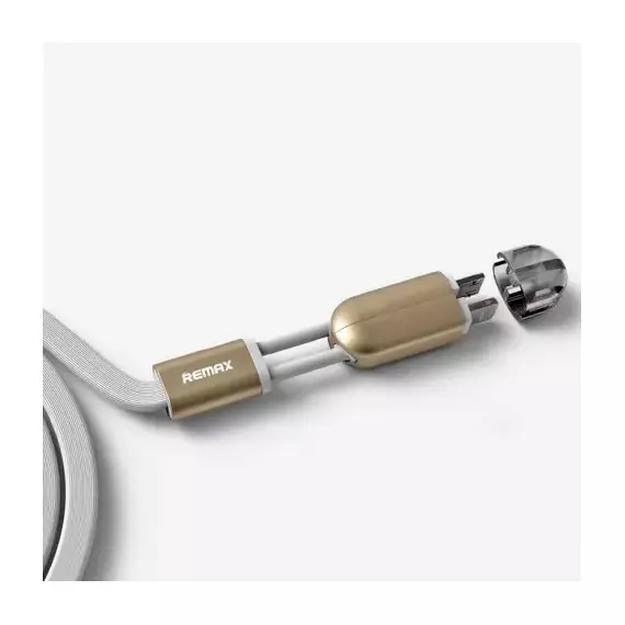 Cablu încărcare și sincronizare Remax RC-025t, Lightning, micro-USB/USB Type-A, 1m, Alb