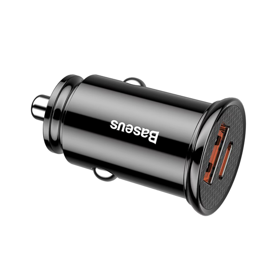 Baseus Car Charger 1*USB-A+1*Type-C 30W, Black, 2 image