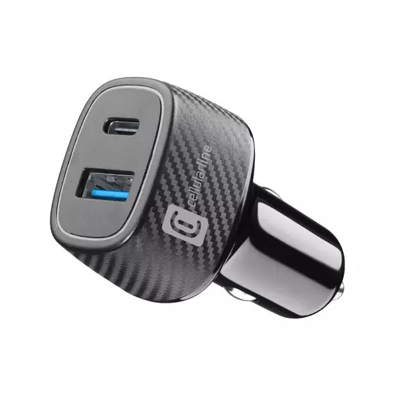 Incărcător auto Cellularline 18W+ PD 30W, 48W, Negru