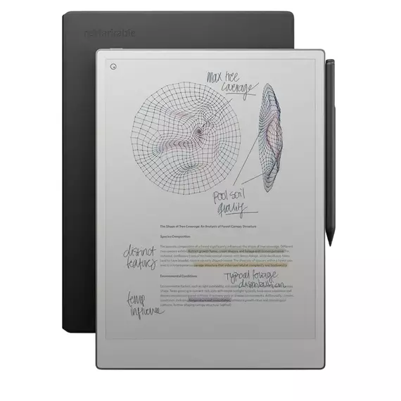 reMarkable Paper Pro Bundle 2/64GB Silver with Marker Plus Book Folio Premium Leather Brown