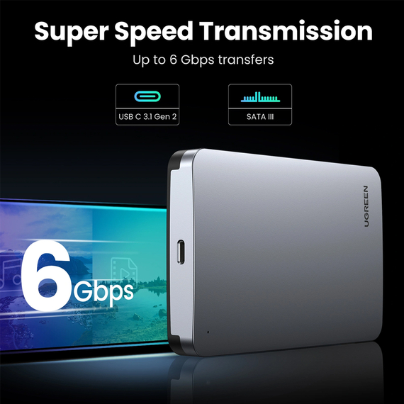 UGREEN CM300 2.5" SATA HDD / SSD Enclosure 6Gbps USB-C, 2 image
