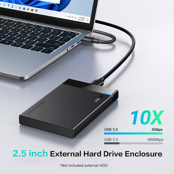 UGREEN US221 2.5" SATA HDD / SSD Enclosure 5Gbps USB 3.0 Micro-B, 2 image