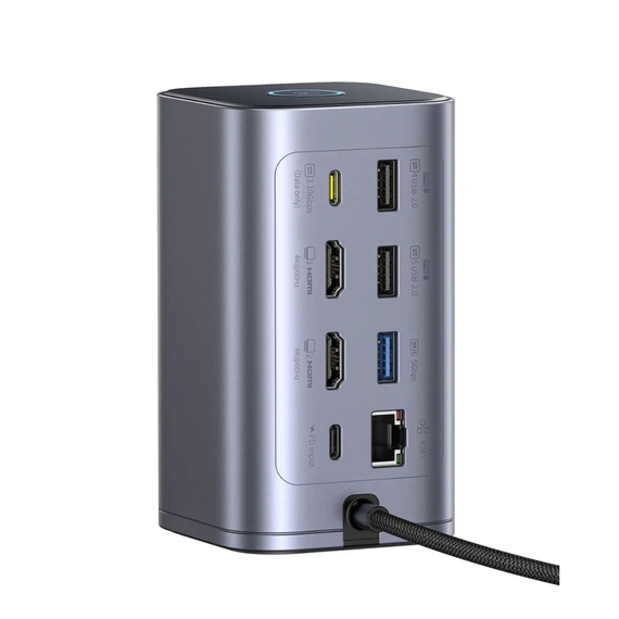 Baseus DS Type-C to 2*HDMI 4K@60Hz+2*USB-C (10Gbps)+2*USB-A (5Gbps)+2*USB-A (480Mbps)+1*RJ45+SD/TF 3.0+1*USB-C (PD), Space Grey, 2 image