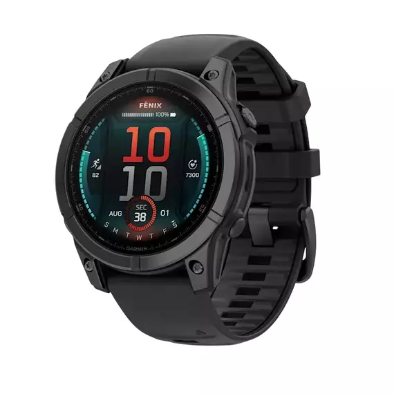 Garmin Fenix E, 47 mm, Slate grey steel with Black silicone band (010-03025-01) EU