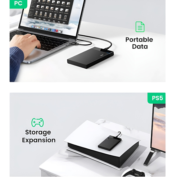 UGREEN US221 2.5" SATA HDD / SSD Enclosure 6Gbps USB-C, 2 image