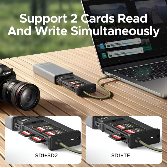 UGREEN CM856 3-Slot SD / microSD Card Reader Case 5Gbps USB-C / USB-A, 2 image