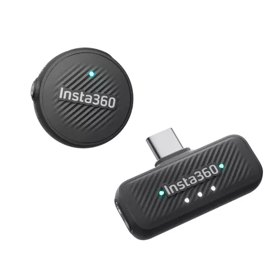 Microfon portabil pentru înregistrare vocală Insta360 Mic Air (1 TX + 1 RX), Fără fir, Negru