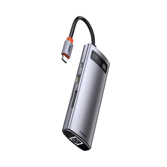 Baseus HUB 8in1 Type-C to 1*HDMI+USB-A 3.0+PD*1+RJ45*1+SD/TF*1, Metal Gleam Series, Space Gray, 2 image