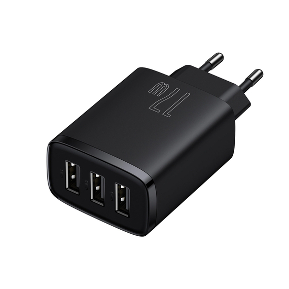 Baseus Wall Charger 3*USB-A, Compact Series, Black, 2 image
