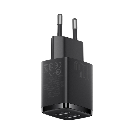 Baseus Wall Charger 2*USB-A, Compact Series, Black, 2 image