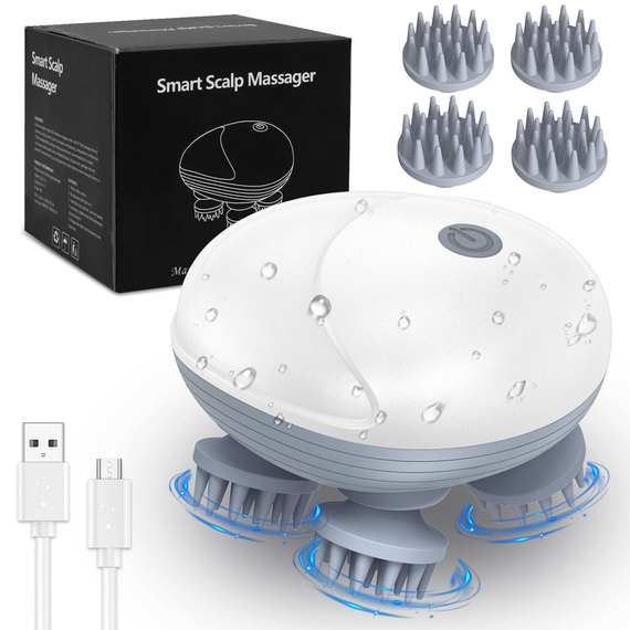 Adomii Smart Scalp Head Massager Portable Wet & Dry, White, 3 image