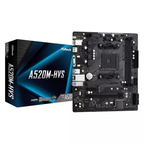 Placă de bază ASRock A520M-HVS, AM4, AMD A520, Micro-ATX