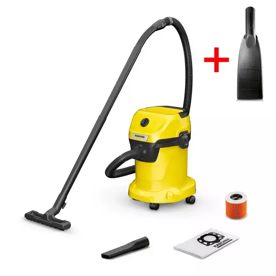 Aspirator Karcher WD 3 V-17/4/20 + Duza auto WD, Galben