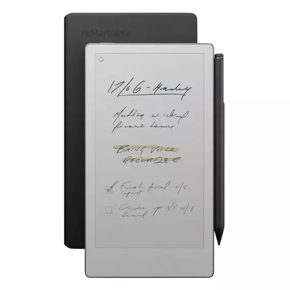 reMarkable Paper Pro Move 7.3" Bundle 2/64GB with Marker Plus Book Folio Cover, Leather Black