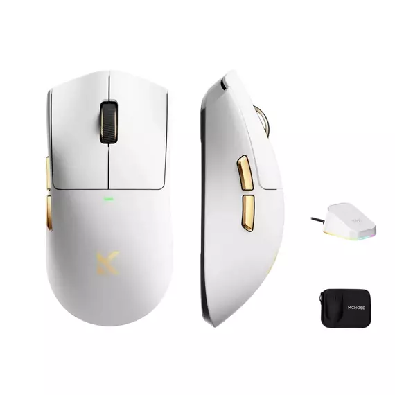 Gaming Mouse MCHOSE K7 Ultra, Alb | Auriu, 3 image