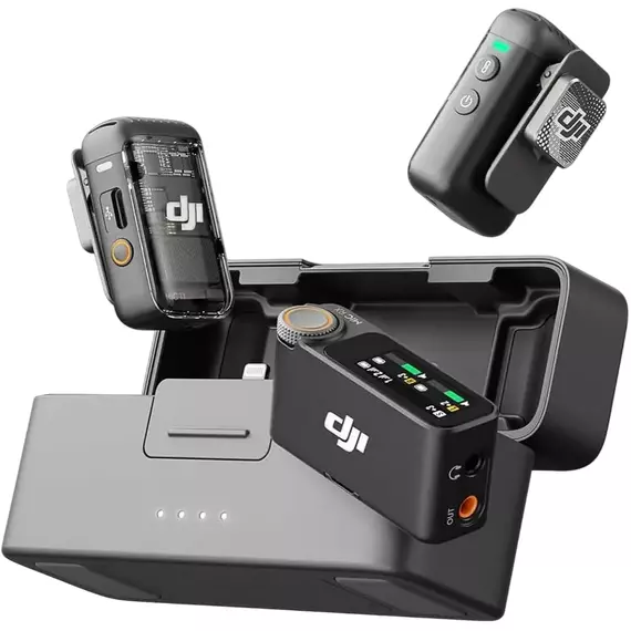 Microfon portabil pentru înregistrare vocală DJI Mic 2 (2 TX + 1 RX + Charging Case), Fără fir, Negru, 4 image