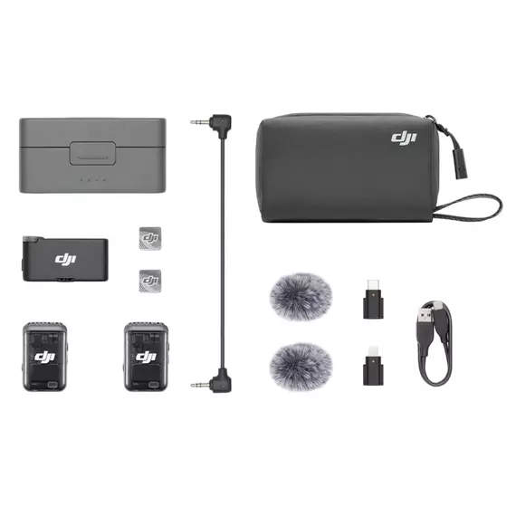 Microfon portabil pentru înregistrare vocală DJI Mic 2 (2 TX + 1 RX + Charging Case), Fără fir, Negru, 8 image