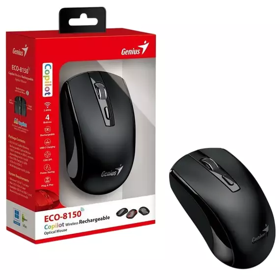 Mouse Genius ECO-8150, Negru, 2 image