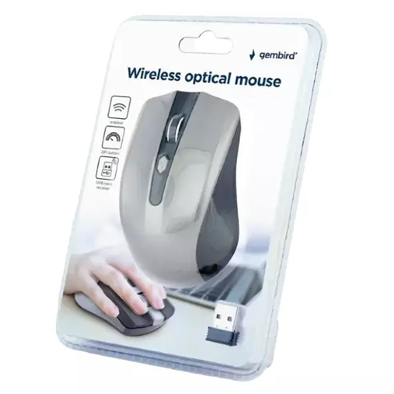 Mouse Wireless Gembird MUSW-4B-04-BG, Negru/Gri, 3 image