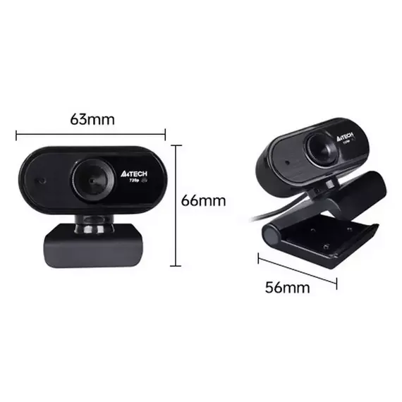 PC Camera A4Tech PK-825P, 720P HD Sensor, Built-in Microphone, Fixed Focus, HD Glass Lens, Black, 3 image