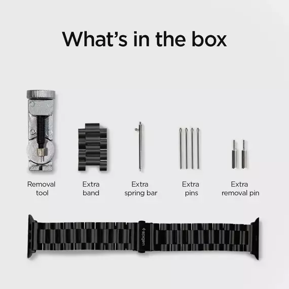 Curea pentru ceas Spigen Modern Fit, Oţel inoxidabil, Negru, 2 image