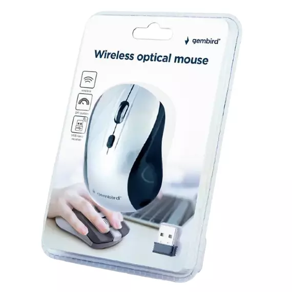 Mouse Wireless Gembird MUSW-4B-02-BS, Negru/Argintiu, 2 image