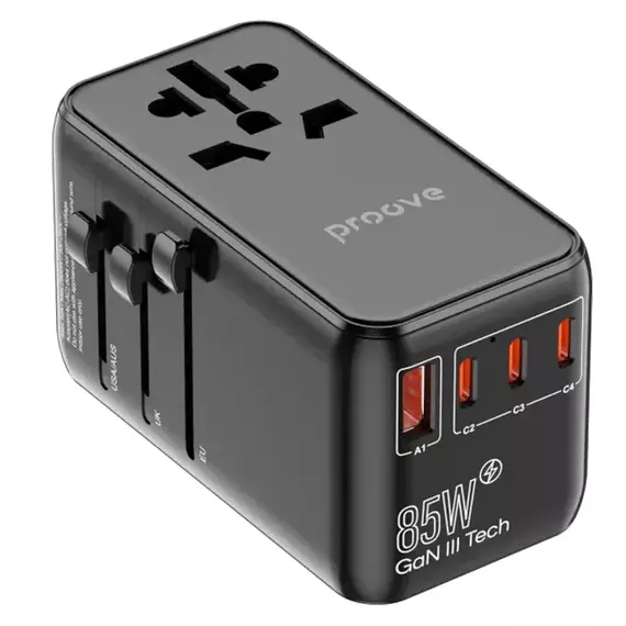 Travel Adapter Proove Trip, 85W, Black, 7 image