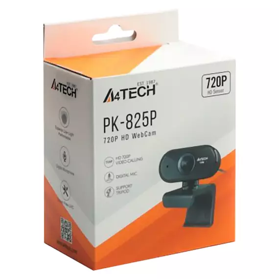 PC Camera A4Tech PK-825P, 720P HD Sensor, Built-in Microphone, Fixed Focus, HD Glass Lens, Black, 4 image