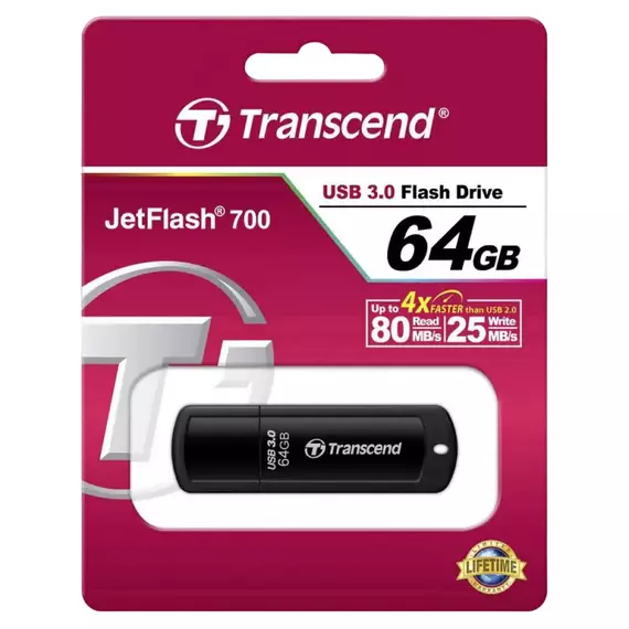 Memorie USB Transcend JetFlash 700, 64GB, Negru, 3 image