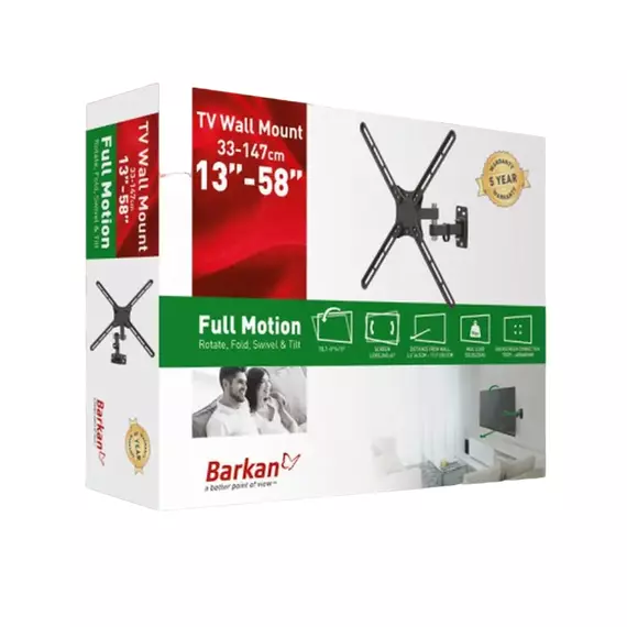 Suport TV de perete BARKAN E3423, Negru, 2 image