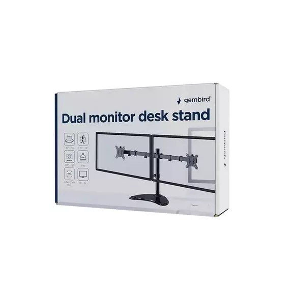 Suport birou pentru monitoare Gembird MS-D2ST-02, Negru, 2 image