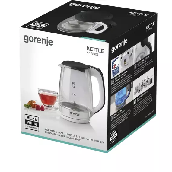 Fierbător electric Gorenje K17GXG, Oțel Inoxidabil | Negru, 5 image