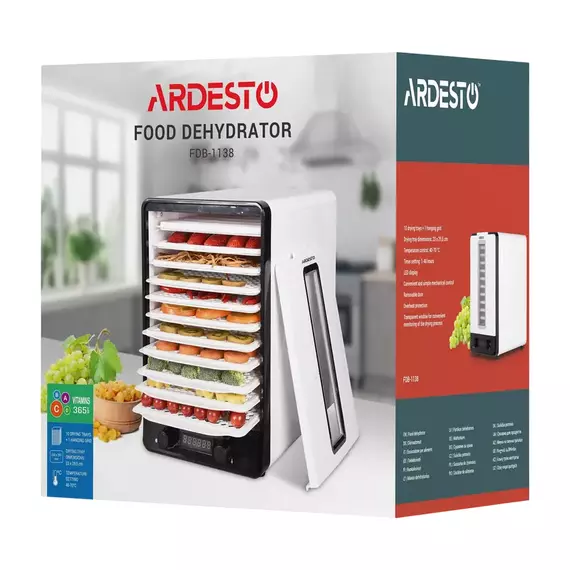 Deshidrator de fructe Ardesto FDB-1138, Alb, 8 image