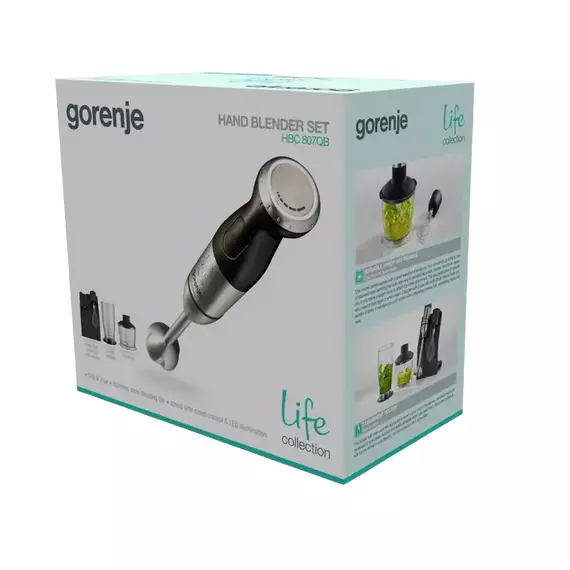 Blender de mână Gorenje HBC807QB, Negru Argintiu, 2 image