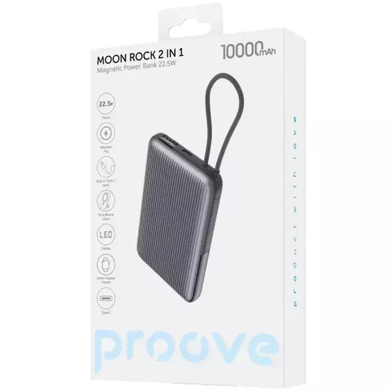 Acumulator extern Proove Moon Rock, 10000mAh, Gri, 4 image