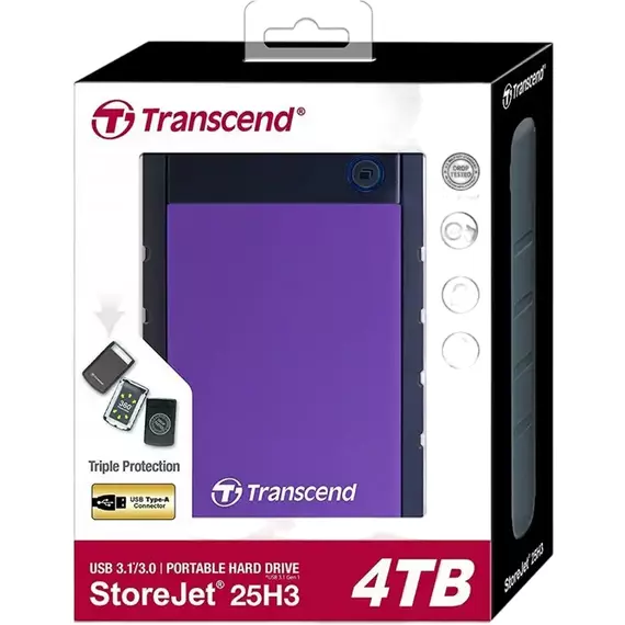 HDD portabil extern Transcend StoreJet 25H3P,  4 TB, Purple (TS4TSJ25H3P), 6 image