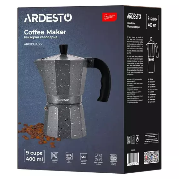Cafetieră gheizer Ardesto AR0809AGS, Gri, 5 image