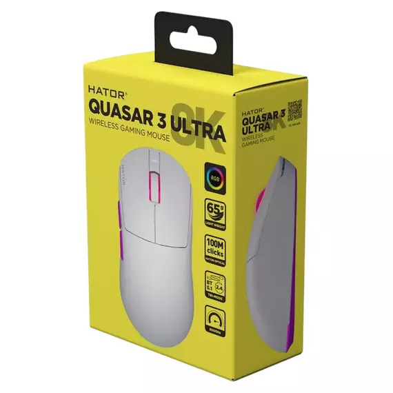 Gaming Mouse HATOR Quasar 3 Ultra 8K, Alb, 6 image