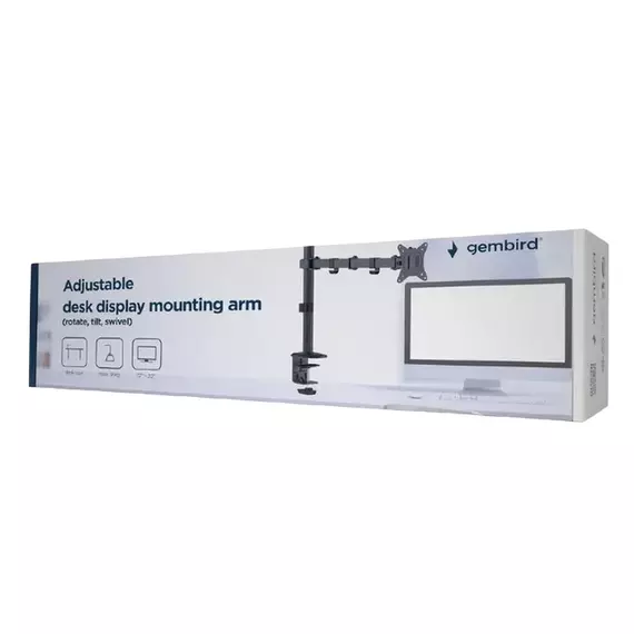 Suport birou pentru monitoare Gembird MA-D1-01, Negru, 3 image