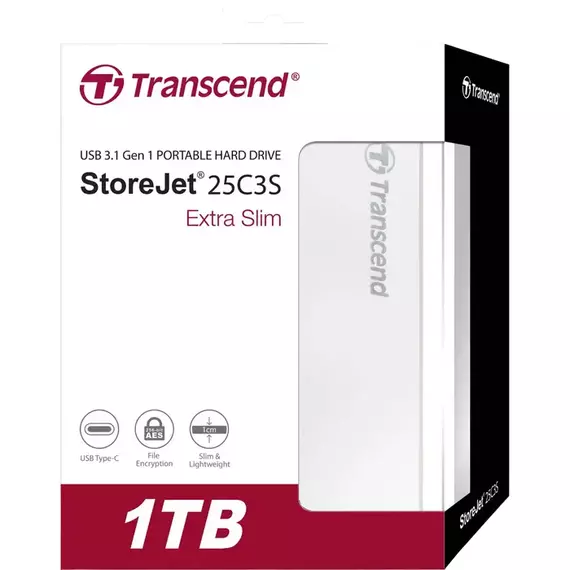 HDD portabil extern Transcend StoreJet 25C3S,  1 TB, Argintiu (TS1TSJ25C3S), 3 image